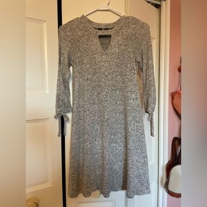 Grey sweater dress with keyhole